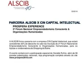 Parceria ALSCIB - 2º Forum Naciona Empreendedorismo Consciente