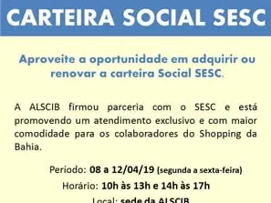 Faça sua carteira do SESC na ALSCIB!