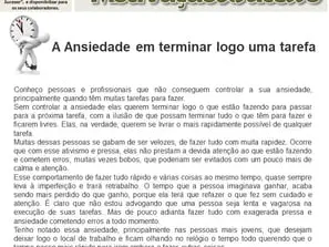 A Ansiedade em terminar logo uma tarefa