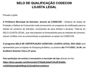 SELO DE QUALIFICAÇÃO CODECON LOJISTA LEGAL